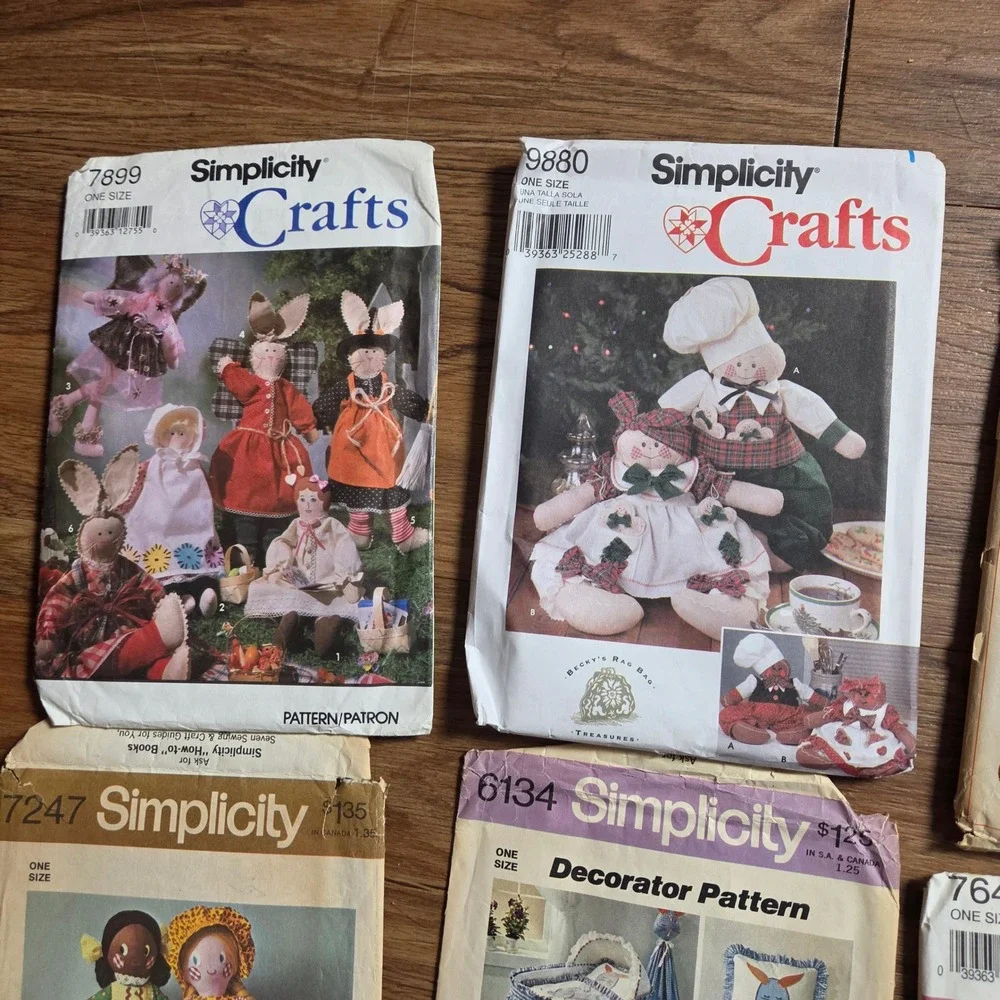 Vintage Simplicity Sewing Patterns Crafts Dolls Nursery 7899 9880 7929 7247